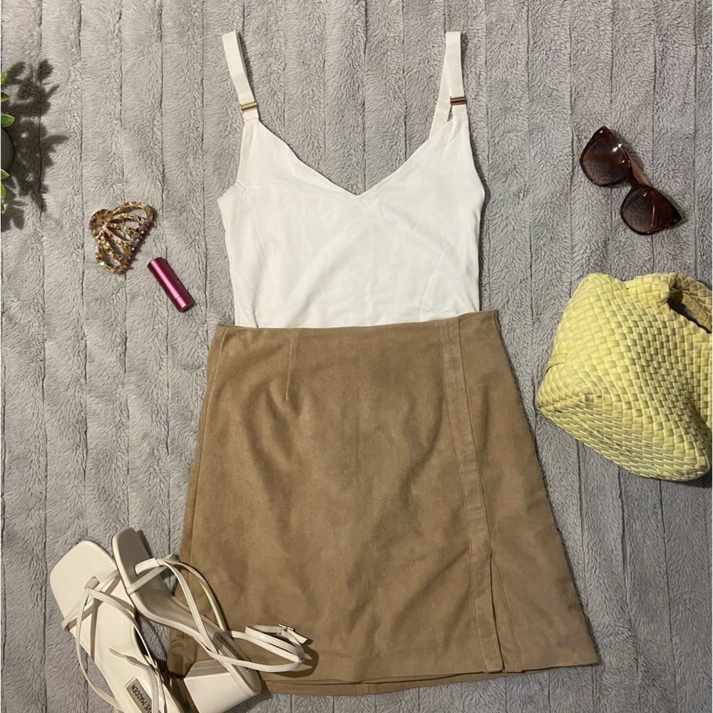 Guess Tan Velour Slit Skirt